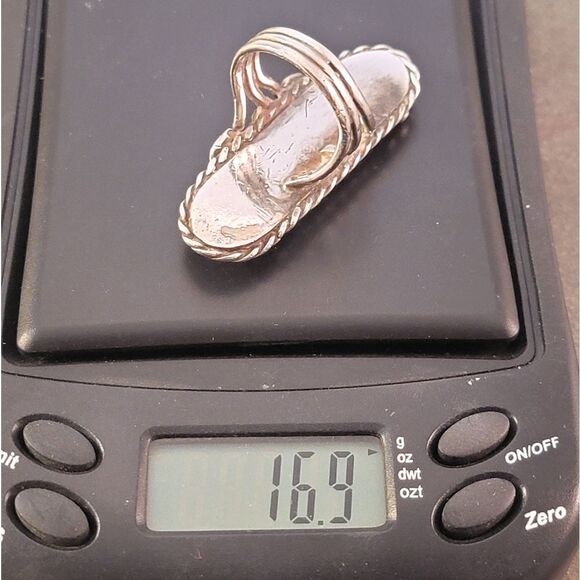 Old Pawn Navajo Organic Three Green Freeform Shaped Bezel Set Turquoise Ring B… - Picture 8 of 9